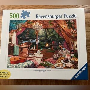 500-piece, easy to hold large piece Ravensburger puzzle - Cozy Glamping